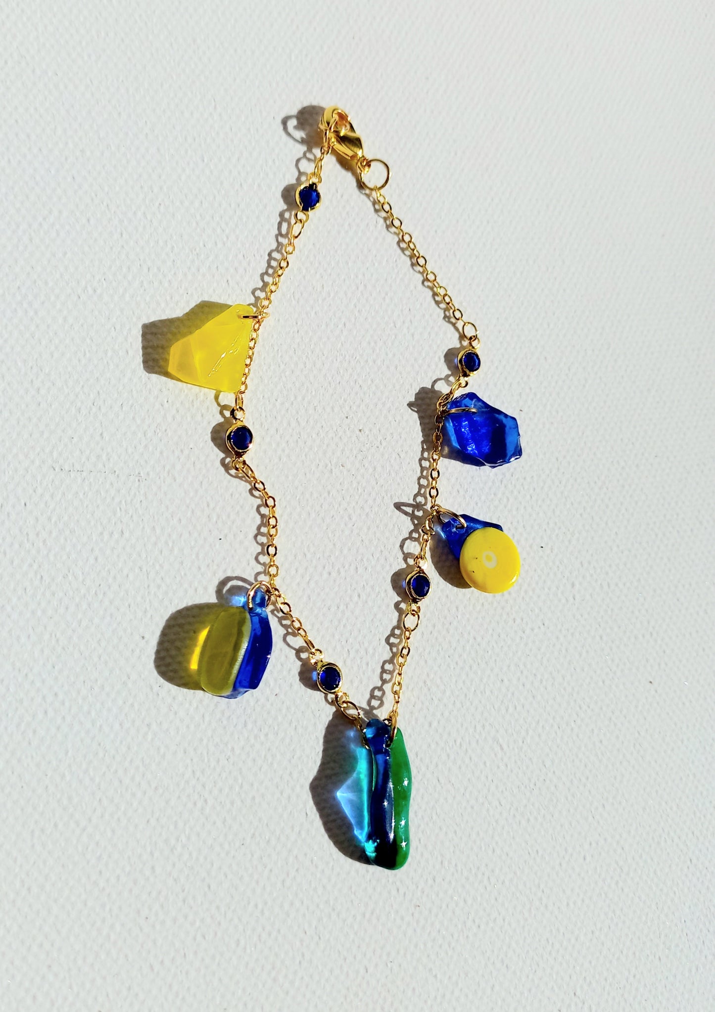 yellow and blue braclet