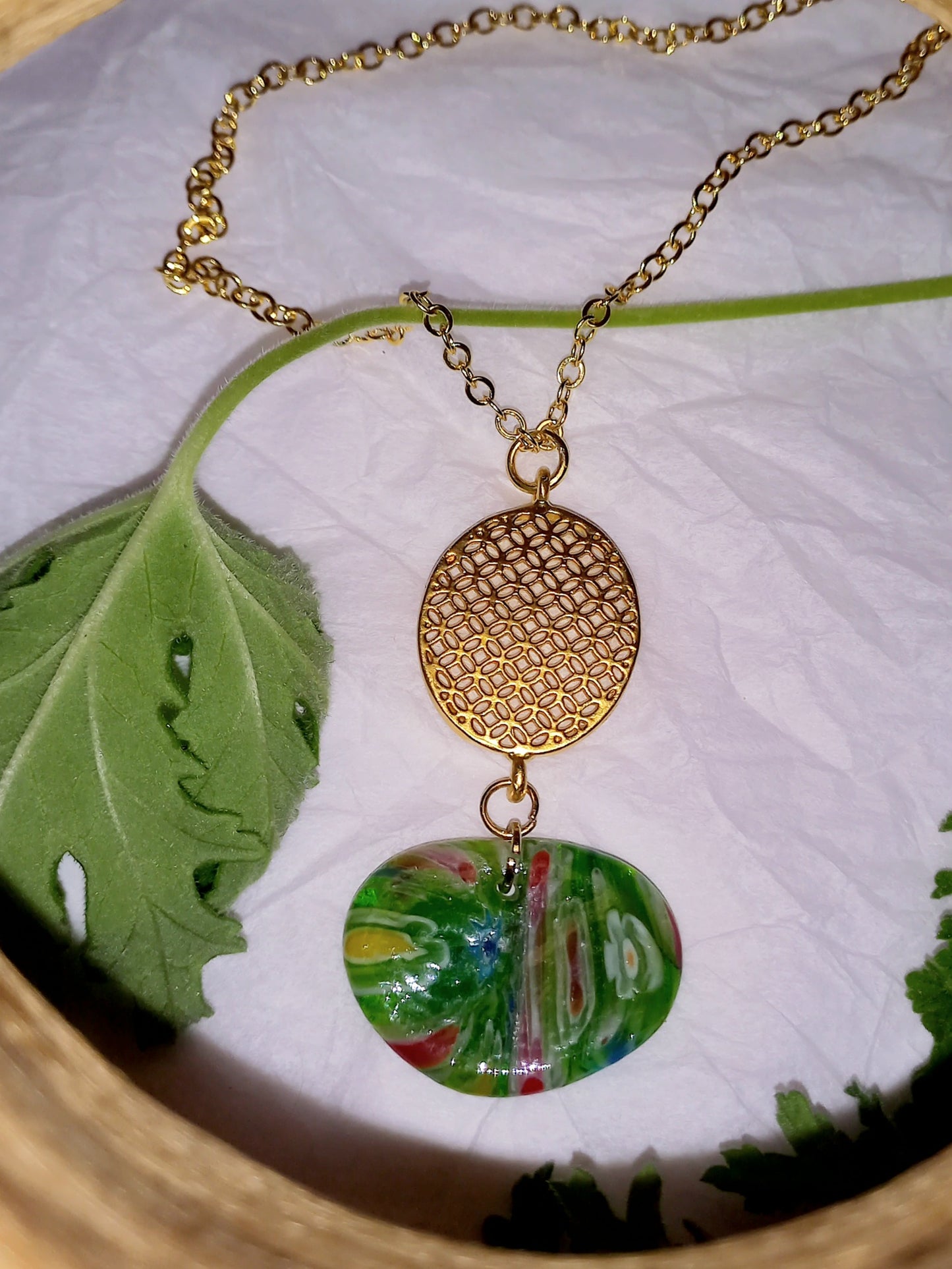 oval glass necklace