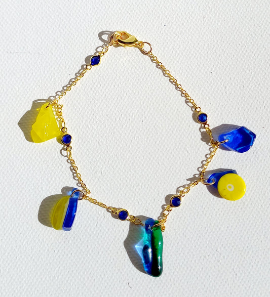 yellow and blue braclet